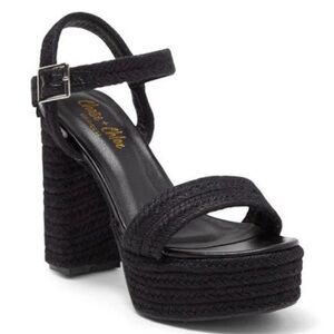 NEW! Chase & Chloe Black Lorelie Platform Heeled Sandal - Size 8 🚜